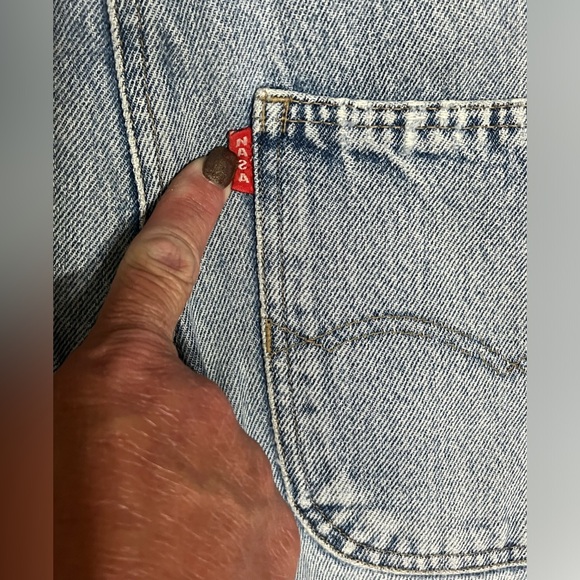 Vintage 90s NASA Y2K Backward S Acid Wash Button Fly Denim Overalls - Picture 12 of 16